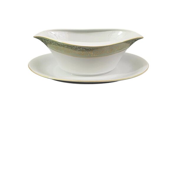 Yamaka Japan Fine China Renaissance Gravy Boat with Attached Under Plate - Picture 14 of 17